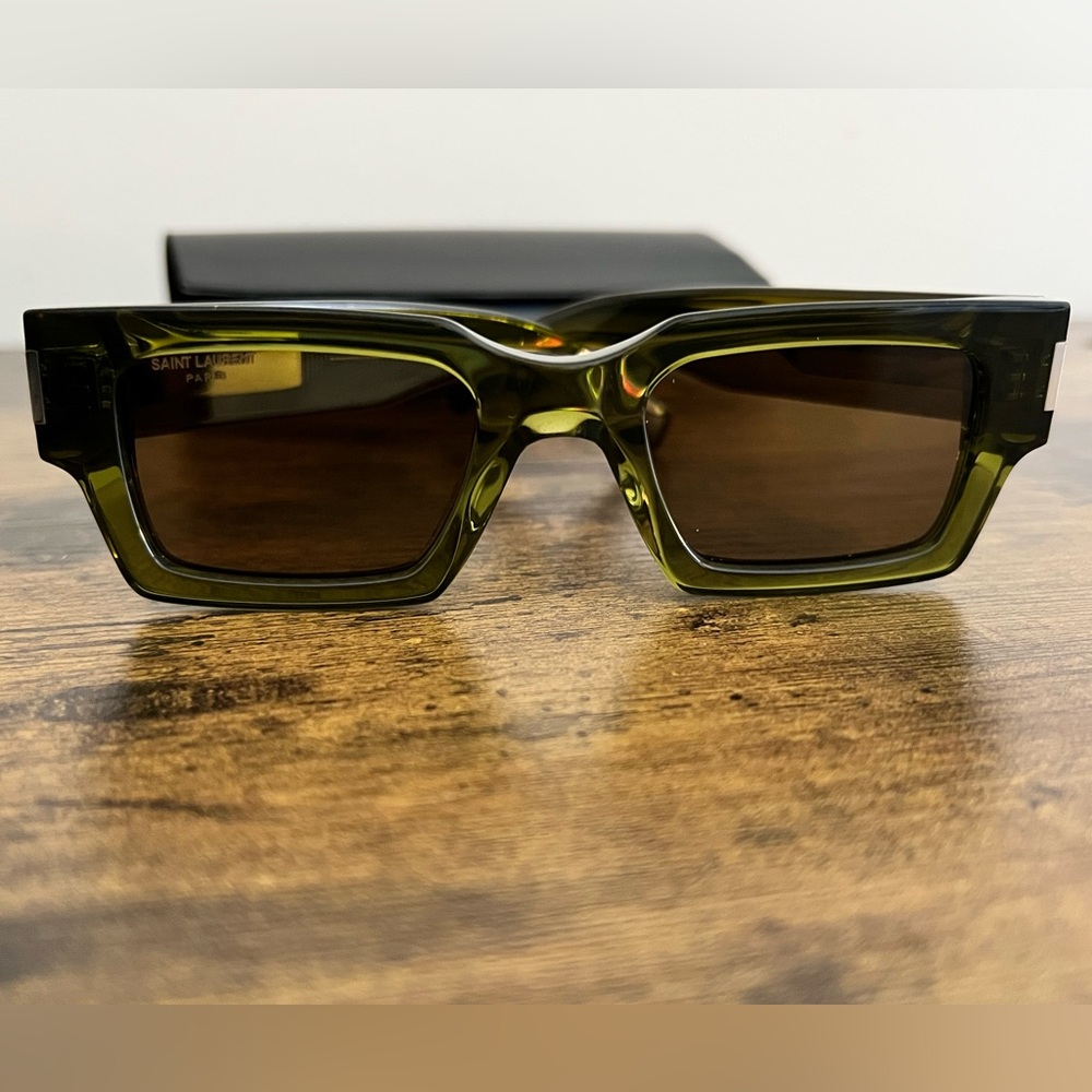 Saint Laurent Olive Rectangular Sunglasses - image 3